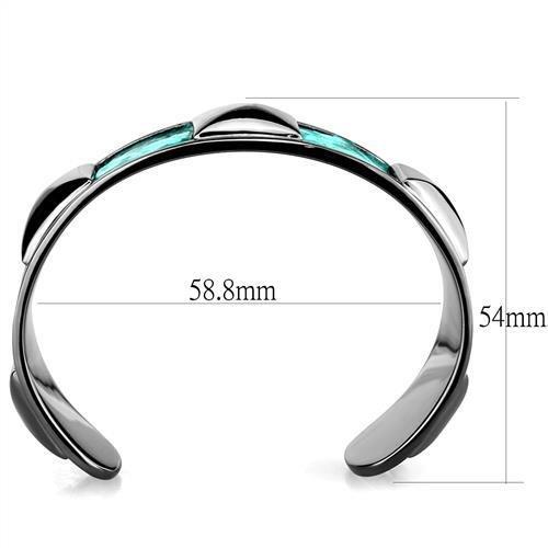 TK2794 - IP Light Black (IP Gun) Stainless Steel Bangle with Leather in Emerald