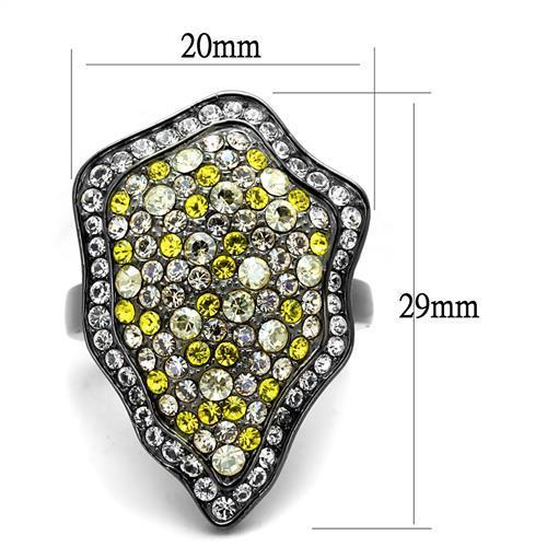 TK2805 - IP Light Black (IP Gun) Stainless Steel Ring with Top Grade Crystal in Multi Color