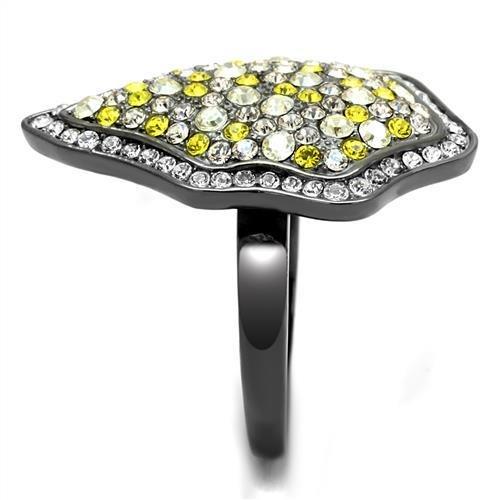 TK2805 - IP Light Black (IP Gun) Stainless Steel Ring with Top Grade Crystal in Multi Color
