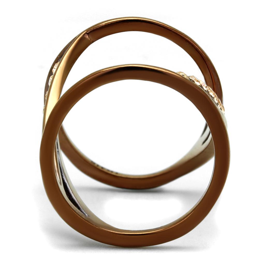 TK2827 - IP Coffee light Stainless Steel Ring with Top Grade Crystal in Light Peach