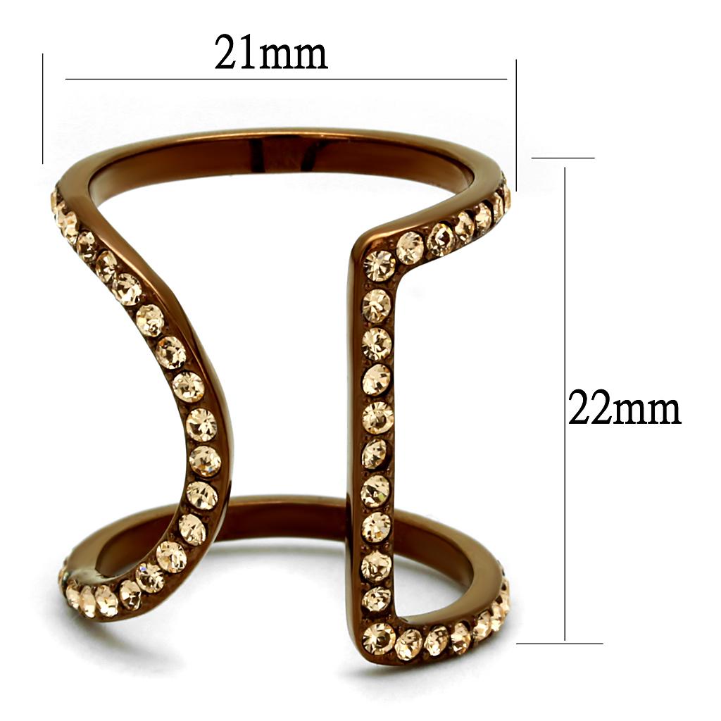 TK2828 - IP Coffee light Stainless Steel Ring with Top Grade Crystal in Light Peach