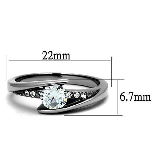 TK2833 - High polished (no plating) Stainless Steel Ring with AAA Grade CZ in Clear