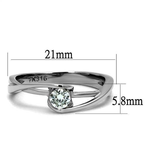 TK2835 - High polished (no plating) Stainless Steel Ring with AAA Grade CZ in Clear