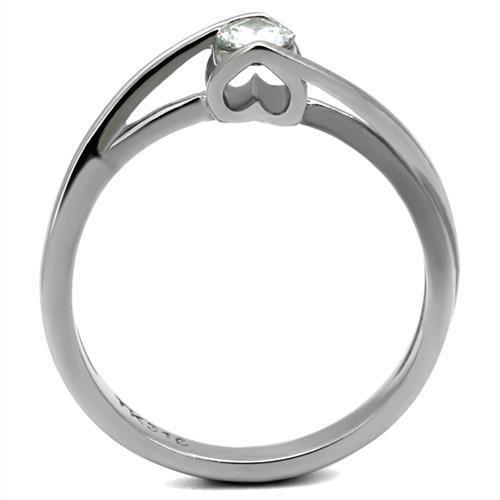 TK2835 - High polished (no plating) Stainless Steel Ring with AAA Grade CZ in Clear