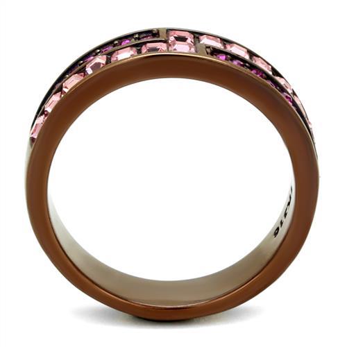 TK2837 - IP Coffee light Stainless Steel Ring with Top Grade Crystal in Multi Color