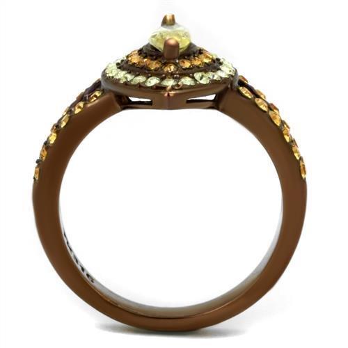 TK2838 - IP Coffee light Stainless Steel Ring with AAA Grade CZ in Citrine Yellow