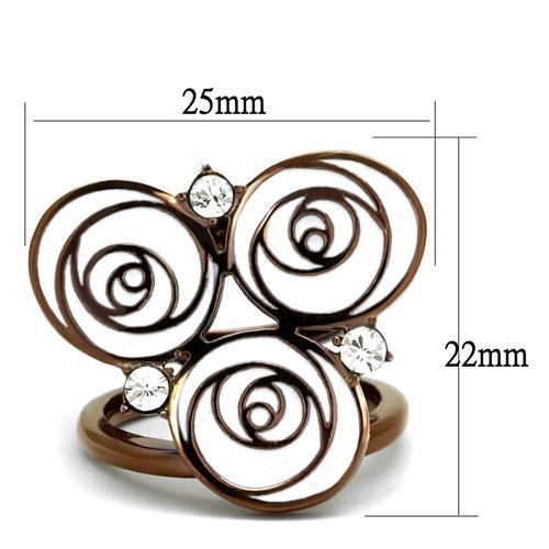 TK2841 - IP Coffee light Stainless Steel Ring with Top Grade Crystal in Clear