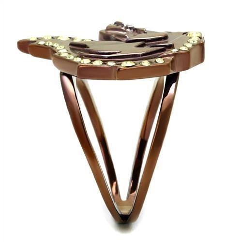 TK2842 - IP Coffee light Stainless Steel Ring with Top Grade Crystal in Citrine Yellow