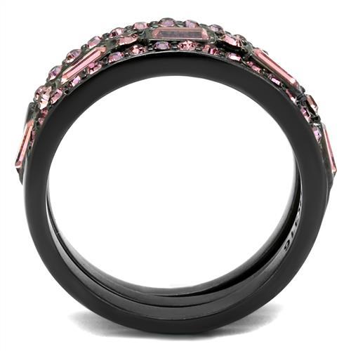 TK2844 - IP Light Black (IP Gun) Stainless Steel Ring with Top Grade Crystal in Multi Color