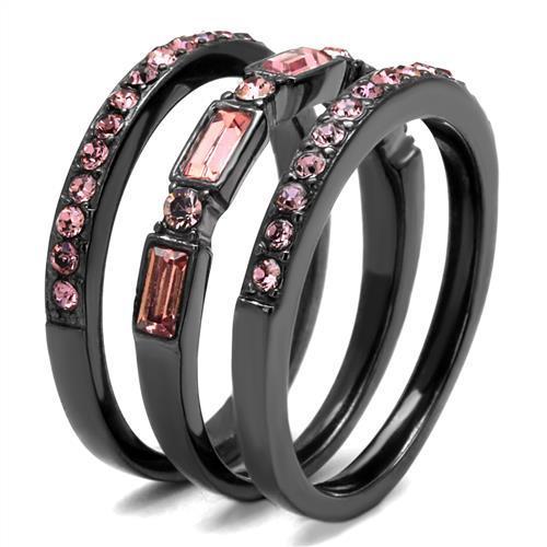 TK2844 - IP Light Black (IP Gun) Stainless Steel Ring with Top Grade Crystal in Multi Color