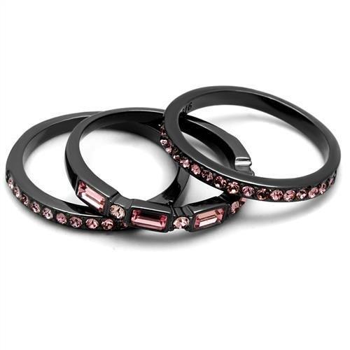 TK2844 - IP Light Black (IP Gun) Stainless Steel Ring with Top Grade Crystal in Multi Color