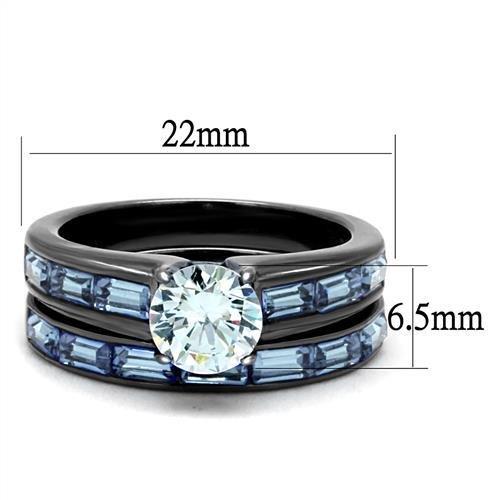 TK2845 - IP Light Black (IP Gun) Stainless Steel Ring with AAA Grade CZ in Clear