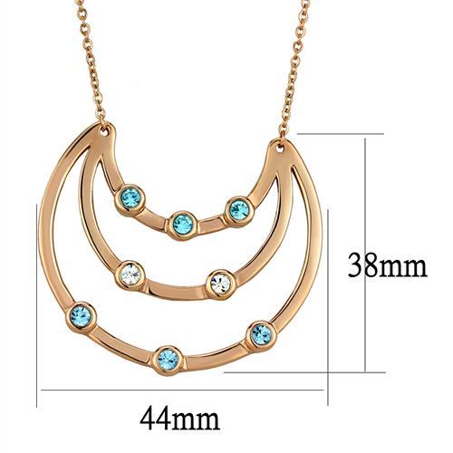 TK2857 - IP Rose Gold(Ion Plating) Stainless Steel Necklace with Top Grade Crystal in Multi Color