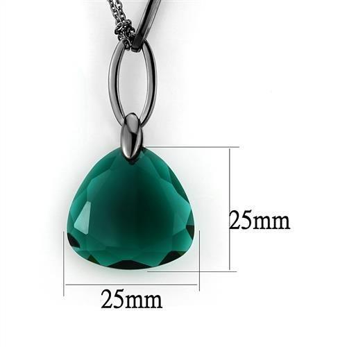 TK2858 - IP Light Black (IP Gun) Stainless Steel Necklace with Synthetic Synthetic Glass in Blue Zircon