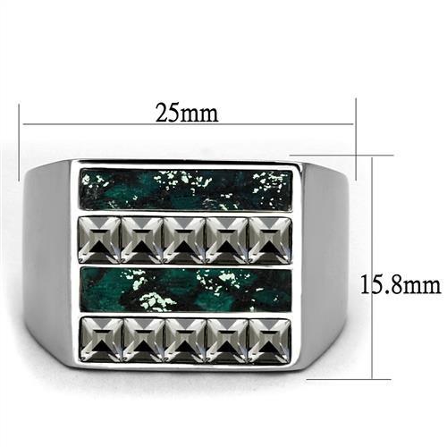 TK2861 - High polished (no plating) Stainless Steel Ring with Leather in Assorted