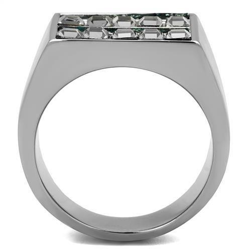 TK2861 - High polished (no plating) Stainless Steel Ring with Leather in Assorted