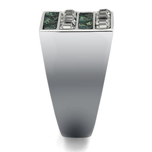 TK2861 - High polished (no plating) Stainless Steel Ring with Leather in Assorted