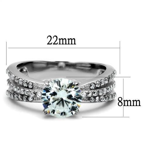 TK2862 - High polished (no plating) Stainless Steel Ring with AAA Grade CZ in Clear