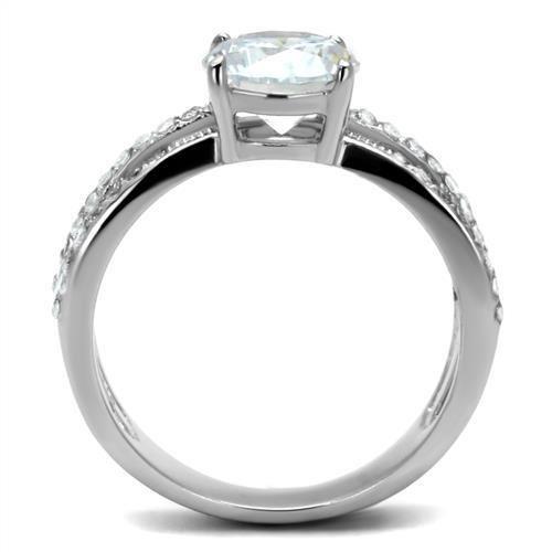 TK2862 - High polished (no plating) Stainless Steel Ring with AAA Grade CZ in Clear