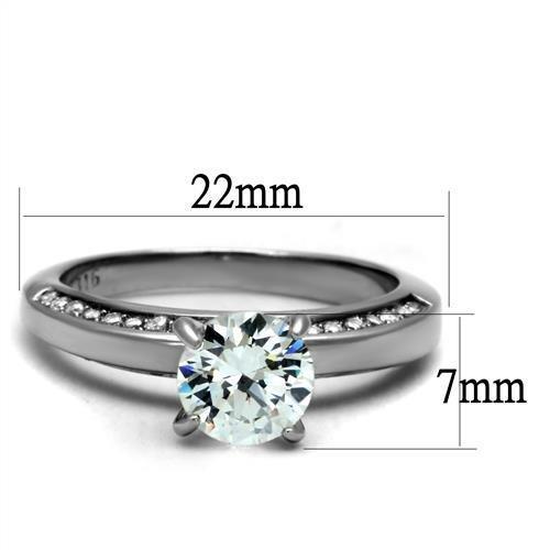 TK2864 - High polished (no plating) Stainless Steel Ring with AAA Grade CZ in Clear