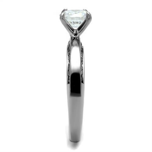 TK2864 - High polished (no plating) Stainless Steel Ring with AAA Grade CZ in Clear