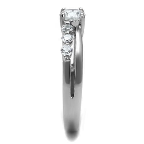 TK2865 - High polished (no plating) Stainless Steel Ring with AAA Grade CZ in Clear