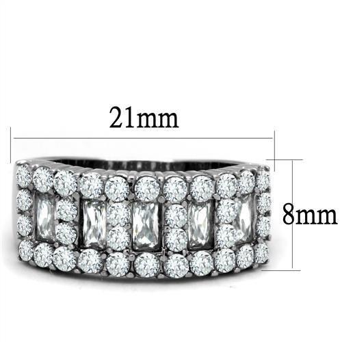 TK2866 - High polished (no plating) Stainless Steel Ring with AAA Grade CZ in Clear