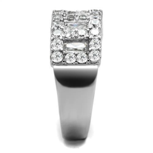 TK2866 - High polished (no plating) Stainless Steel Ring with AAA Grade CZ in Clear