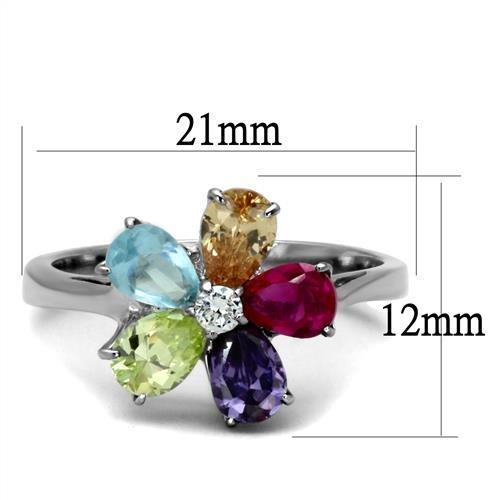 TK2867 - High polished (no plating) Stainless Steel Ring with AAA Grade CZ in Multi Color