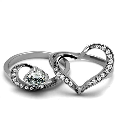 TK2868 - High polished (no plating) Stainless Steel Ring with AAA Grade CZ in Clear