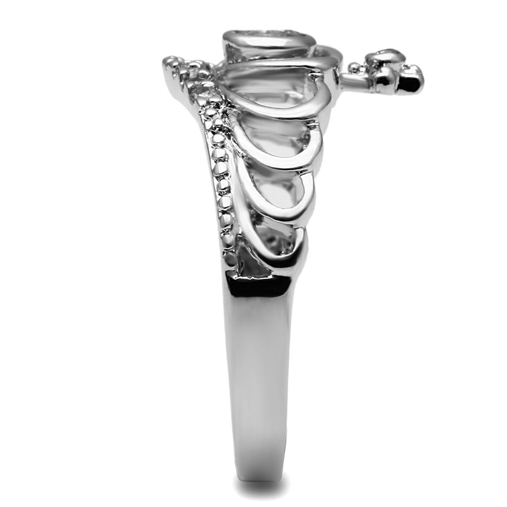TK2870 - High polished (no plating) Stainless Steel Ring with AAA Grade CZ in Clear