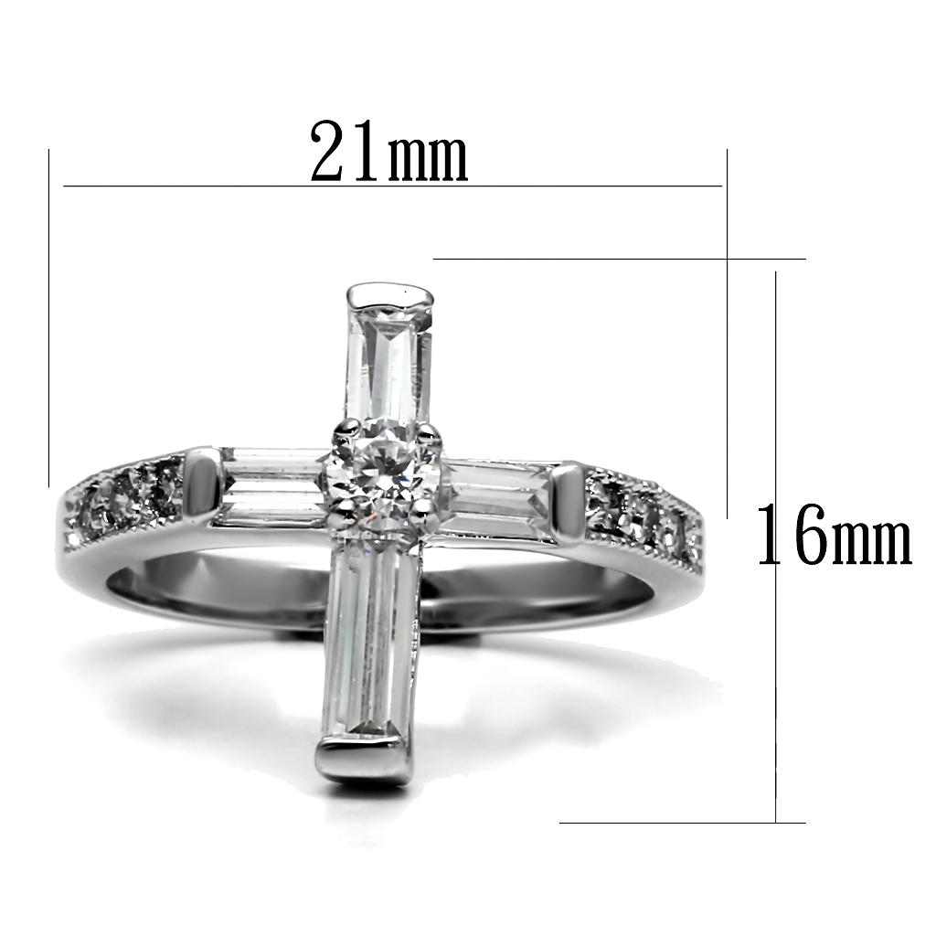 TK2871 - High polished (no plating) Stainless Steel Ring with AAA Grade CZ in Clear