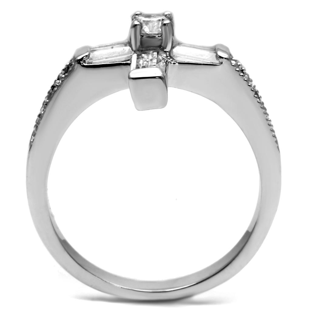 TK2871 - High polished (no plating) Stainless Steel Ring with AAA Grade CZ in Clear
