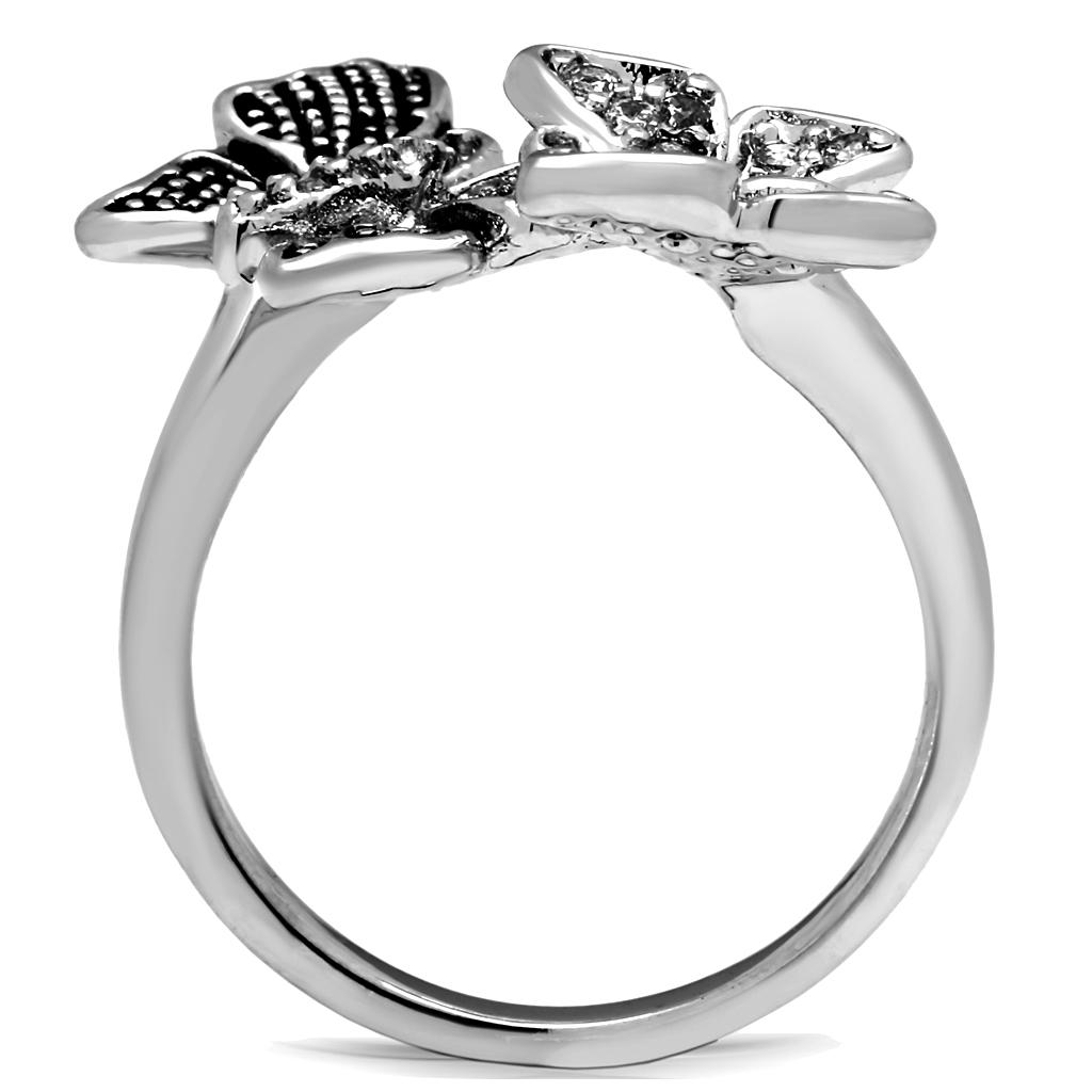 TK2874 - High polished (no plating) Stainless Steel Ring with AAA Grade CZ in Clear