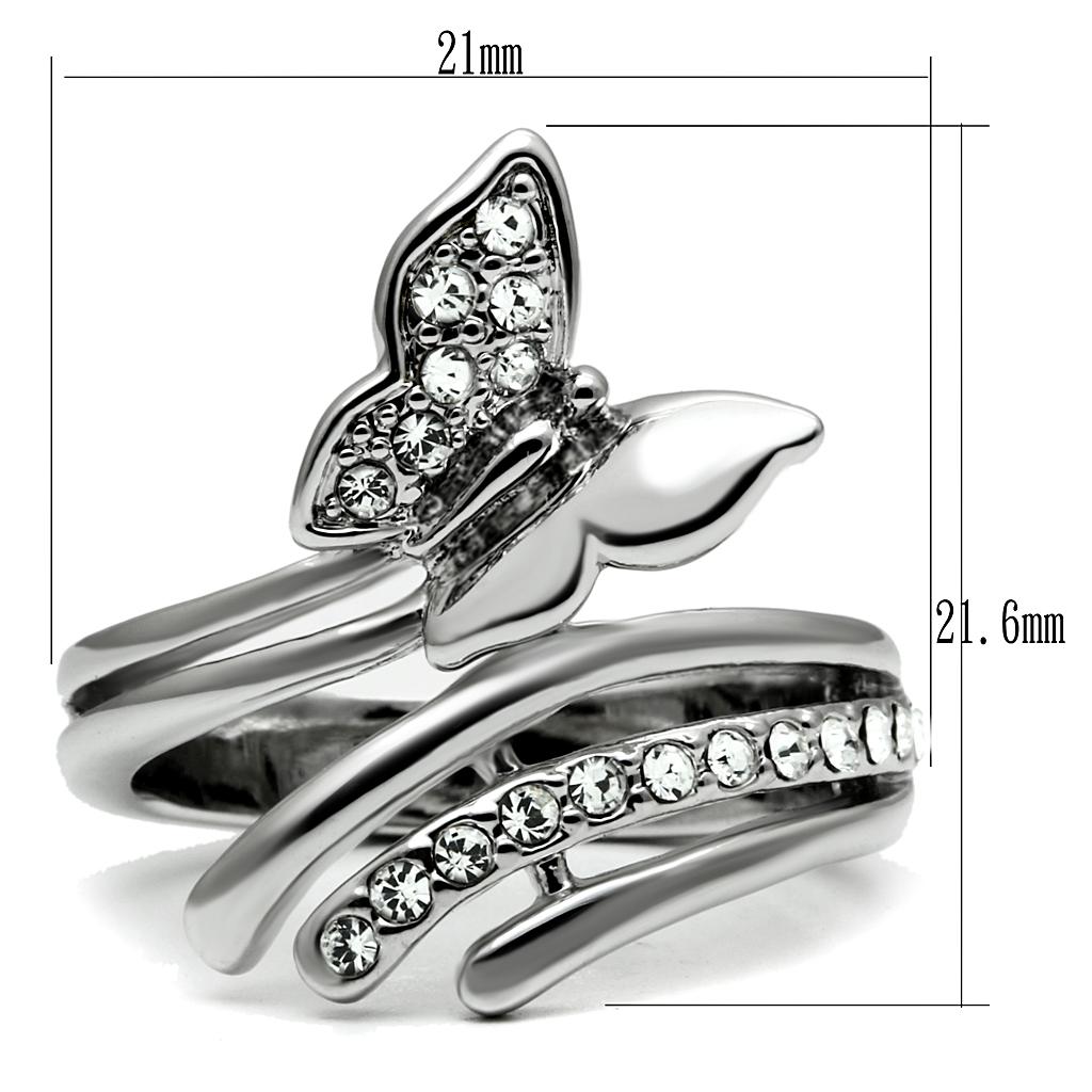 TK2875 - High polished (no plating) Stainless Steel Ring with AAA Grade CZ in Clear