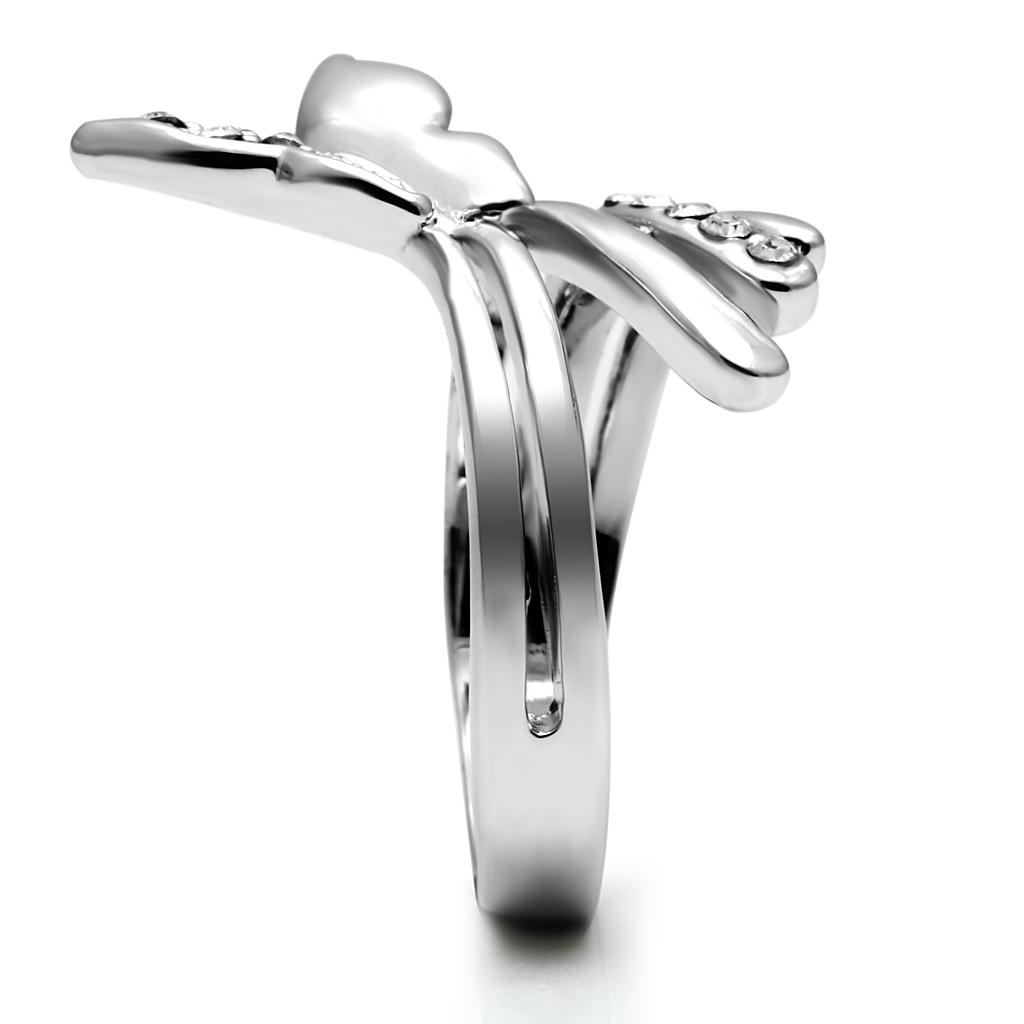 TK2875 - High polished (no plating) Stainless Steel Ring with AAA Grade CZ in Clear