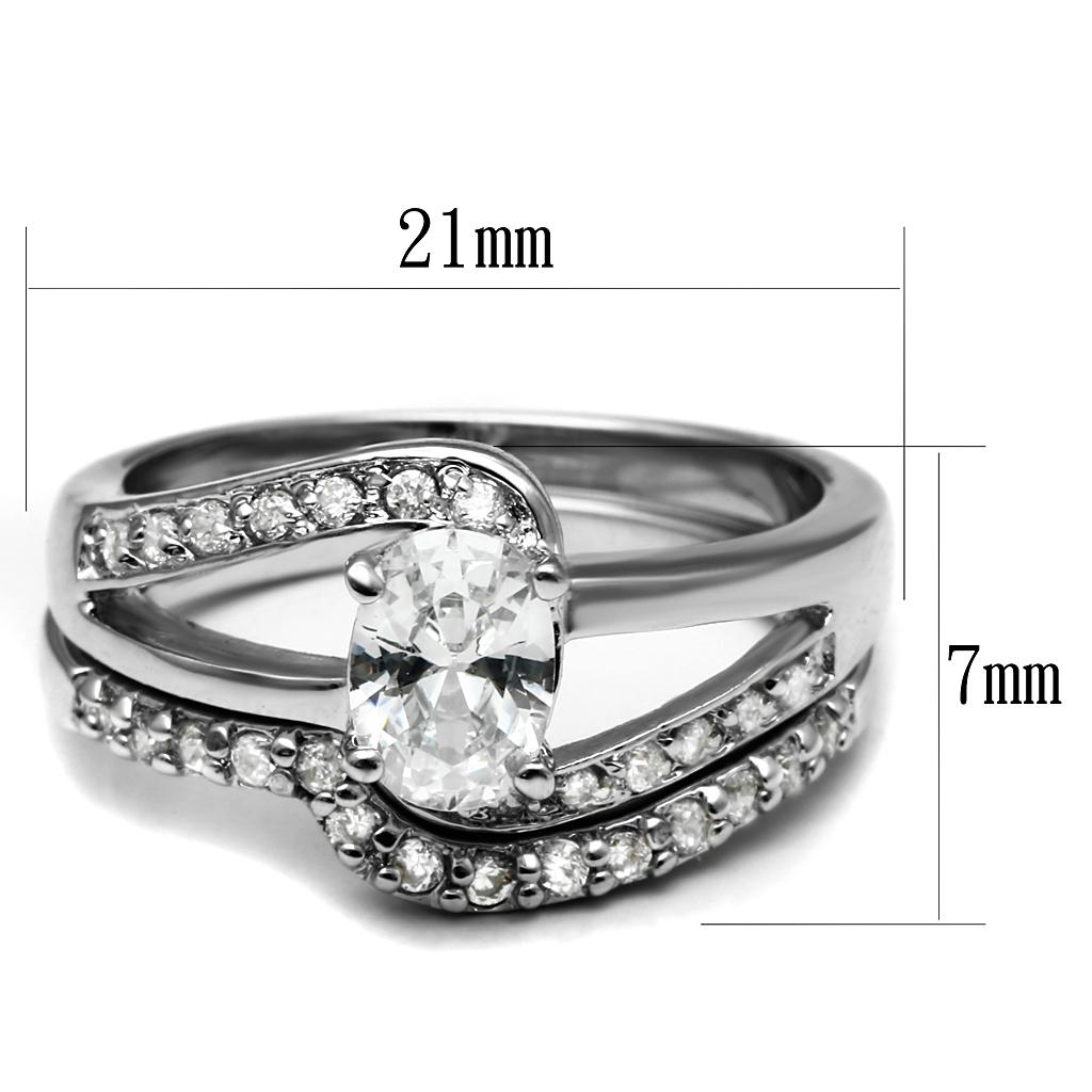 TK2879 - High polished (no plating) Stainless Steel Ring with AAA Grade CZ in Clear