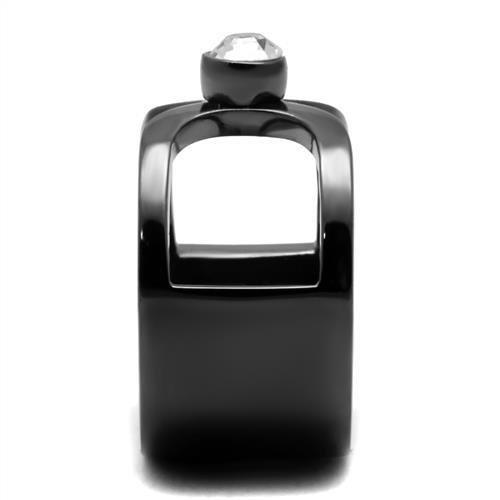 TK2897 - IP Light Black (IP Gun) Stainless Steel Ring with Top Grade Crystal in Clear