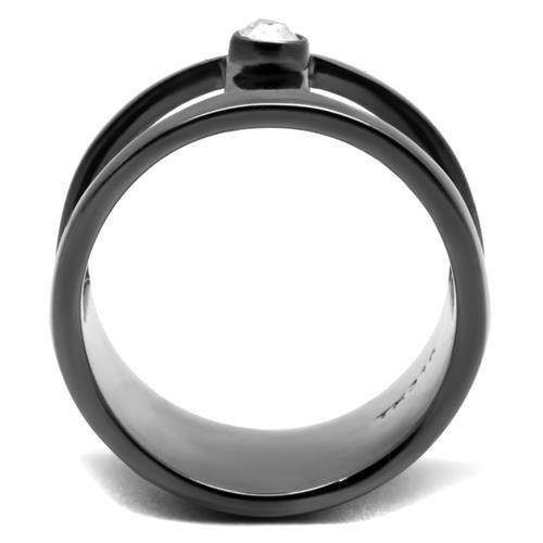 TK2898 - IP Light Black (IP Gun) Stainless Steel Ring with Top Grade Crystal in Clear