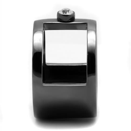 TK2898 - IP Light Black (IP Gun) Stainless Steel Ring with Top Grade Crystal in Clear