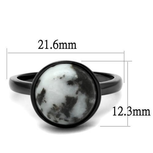 TK2902 - IP Light Black (IP Gun) Stainless Steel Ring with Semi-Precious Hematite in Multi Color