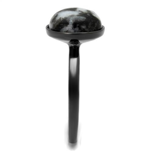 TK2902 - IP Light Black (IP Gun) Stainless Steel Ring with Semi-Precious Hematite in Multi Color