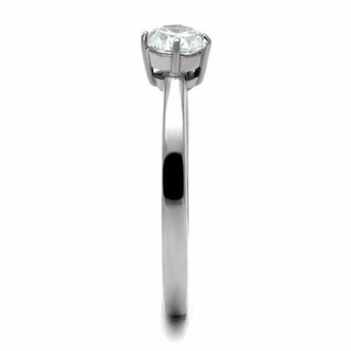 TK2903 - High polished (no plating) Stainless Steel Ring with AAA Grade CZ in Clear