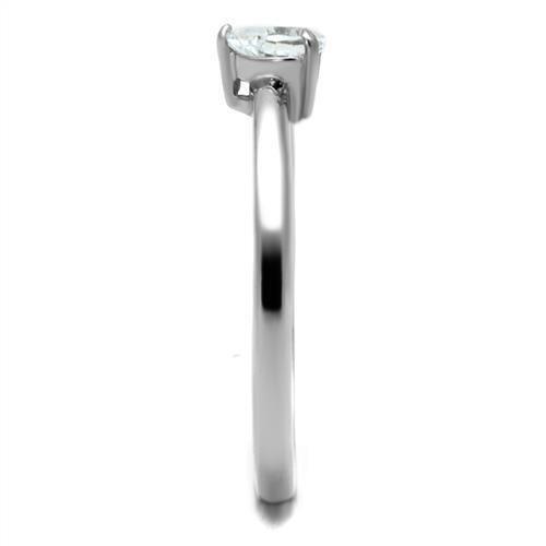 TK2904 - High polished (no plating) Stainless Steel Ring with AAA Grade CZ in Clear