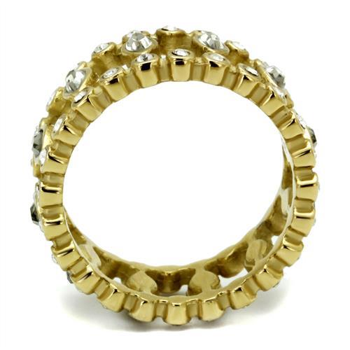 TK2907 - IP Gold(Ion Plating) Stainless Steel Ring with Top Grade Crystal in Black Diamond