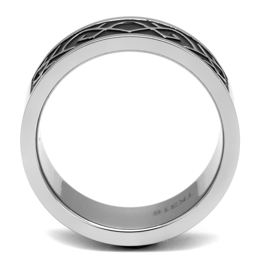 TK2921 - High polished (no plating) Stainless Steel Ring with Epoxy in Jet