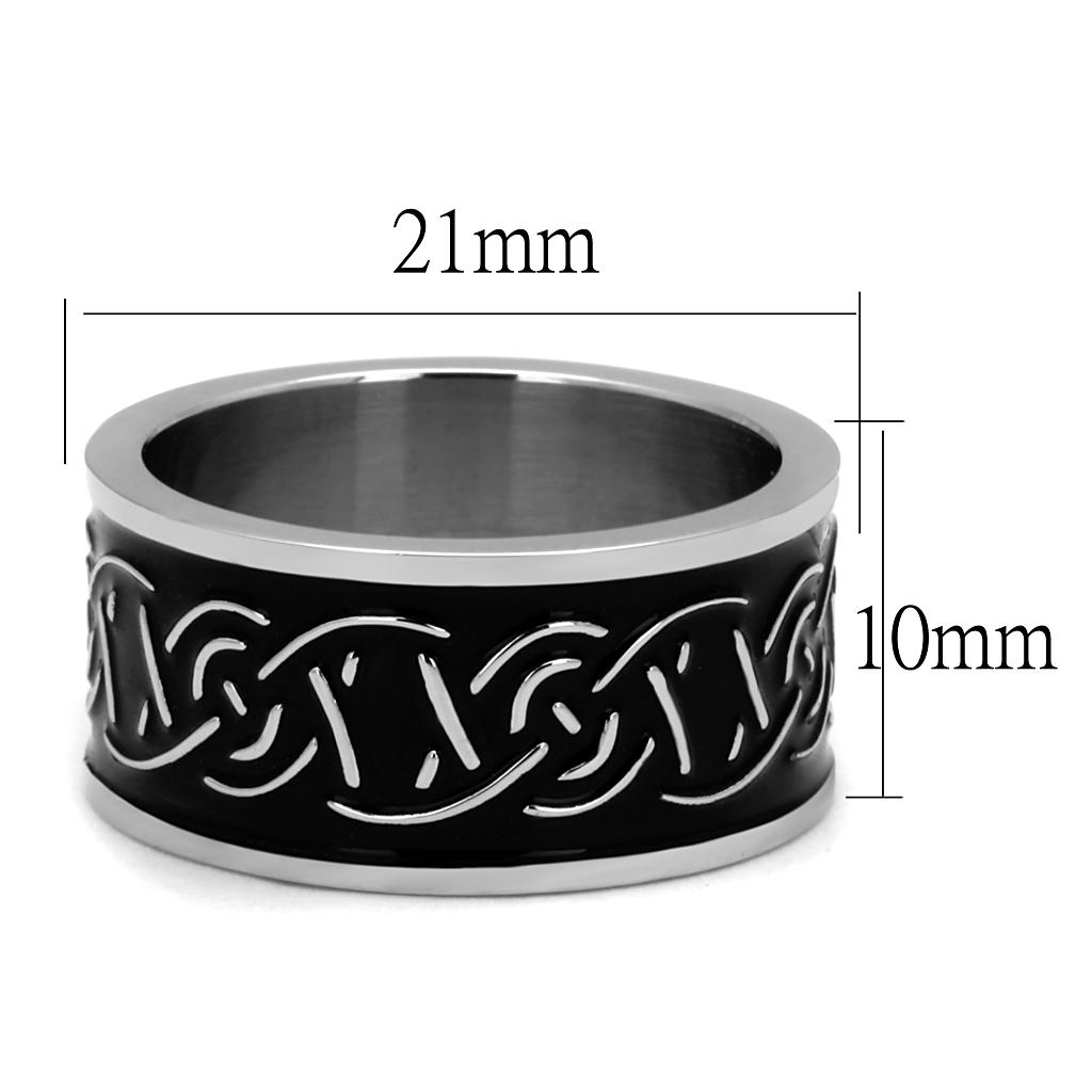 TK2922 - High polished (no plating) Stainless Steel Ring with Epoxy in Jet
