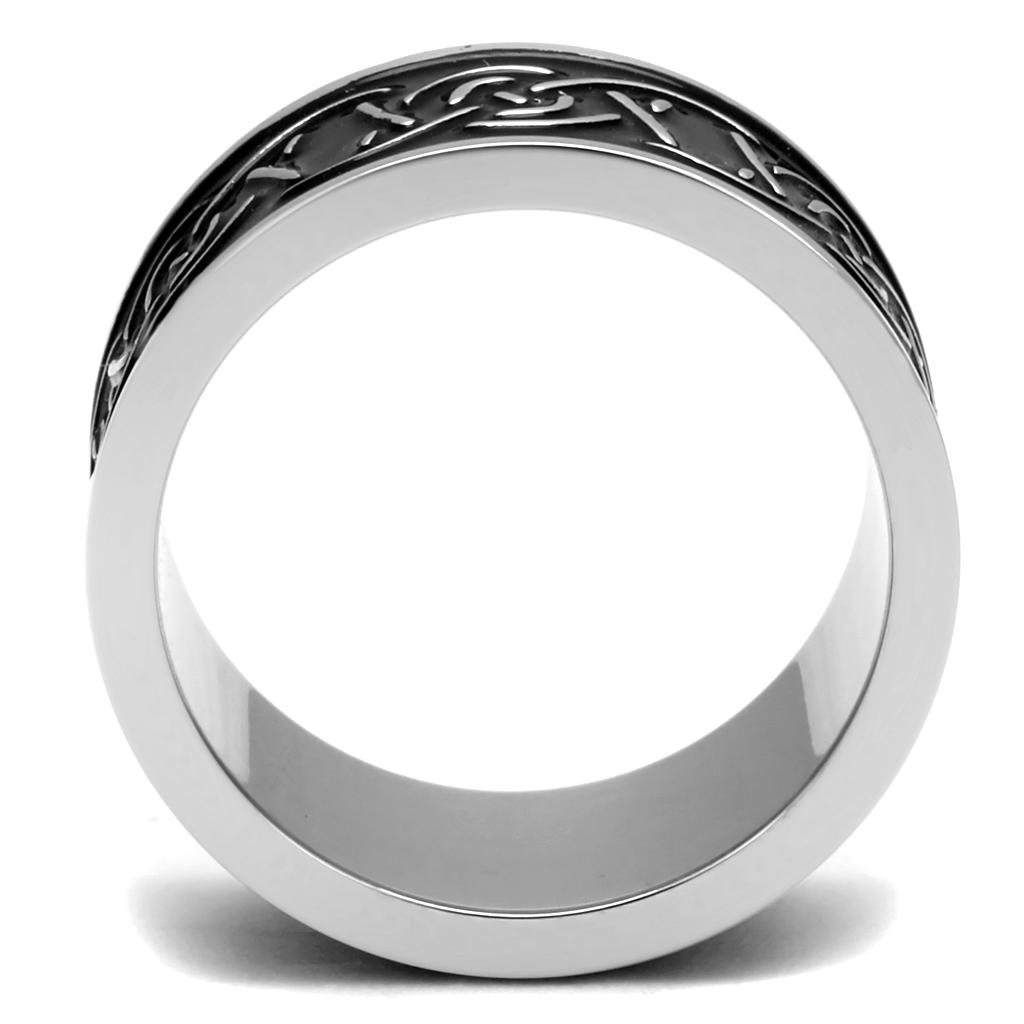 TK2922 - High polished (no plating) Stainless Steel Ring with Epoxy in Jet