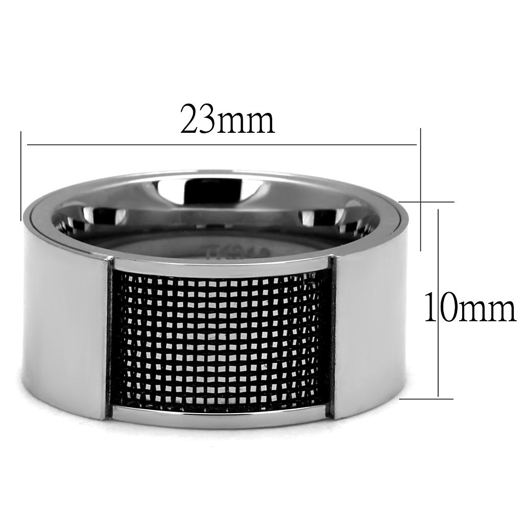 TK2923 - High polished (no plating) Stainless Steel Ring with Epoxy in Jet