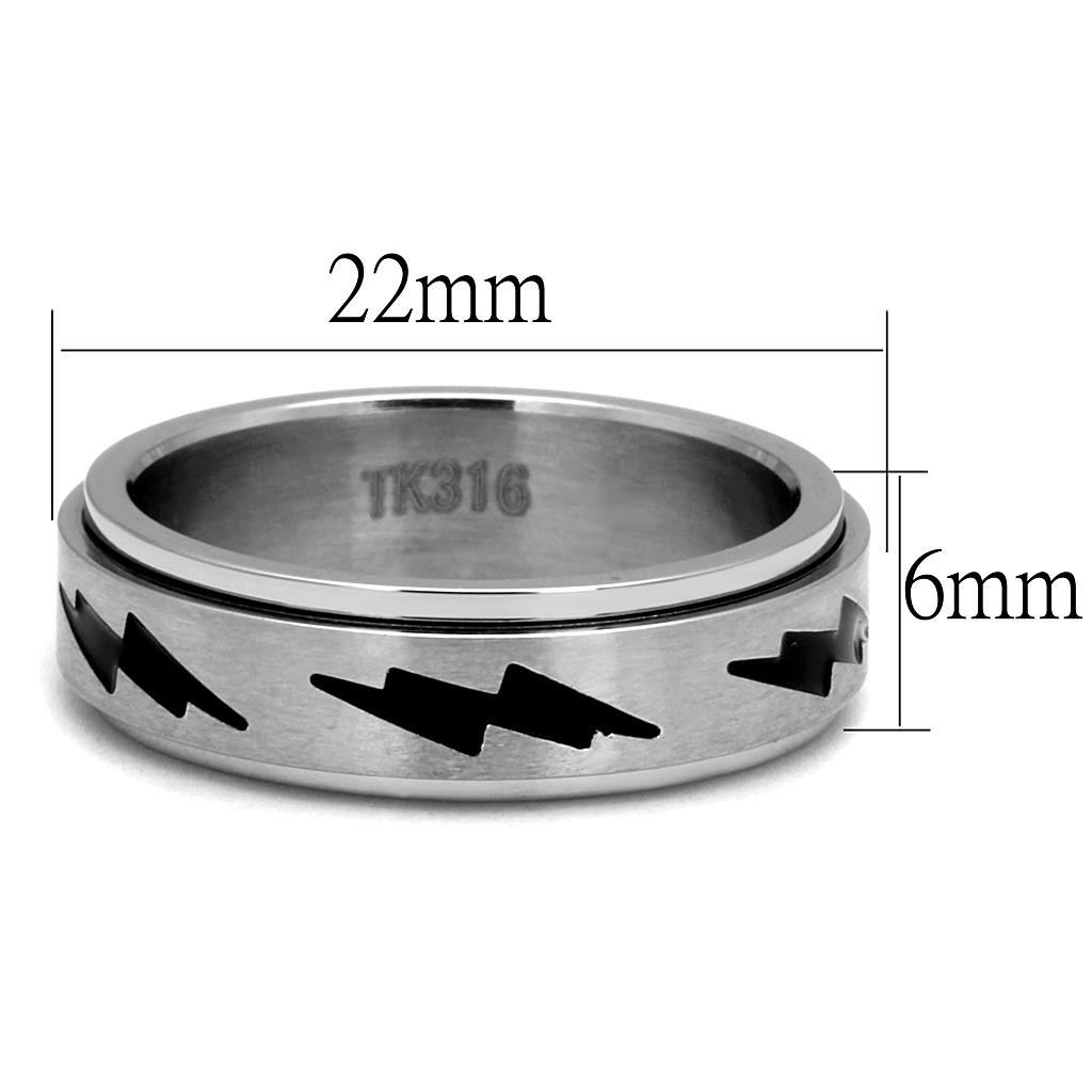 TK2926 - High polished (no plating) Stainless Steel Ring with Epoxy in Jet